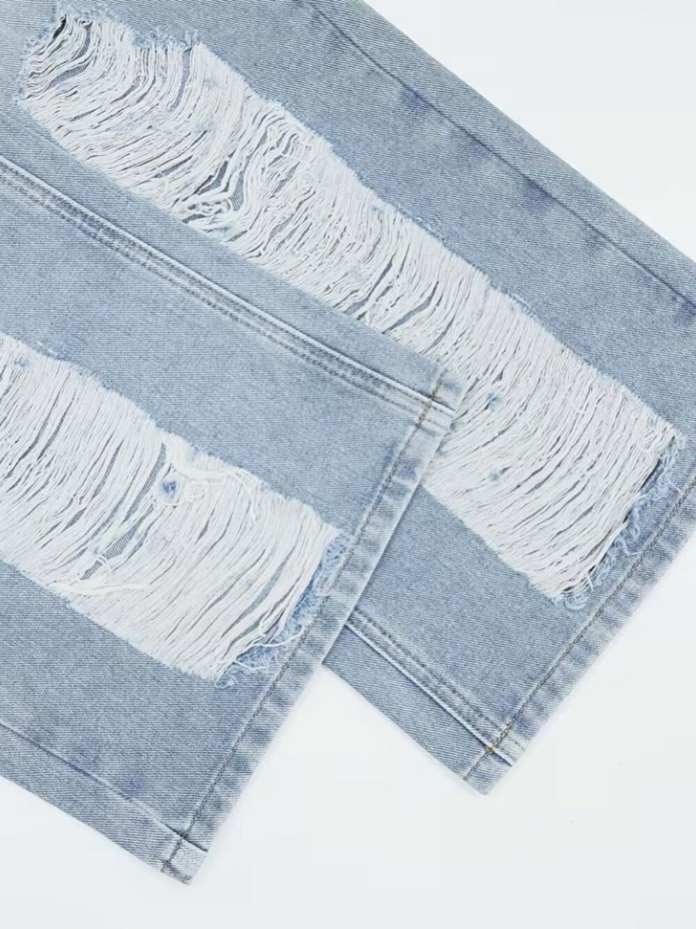 Light Blue Distressed Ripped Denim Jeans - Picture 5 of 9
